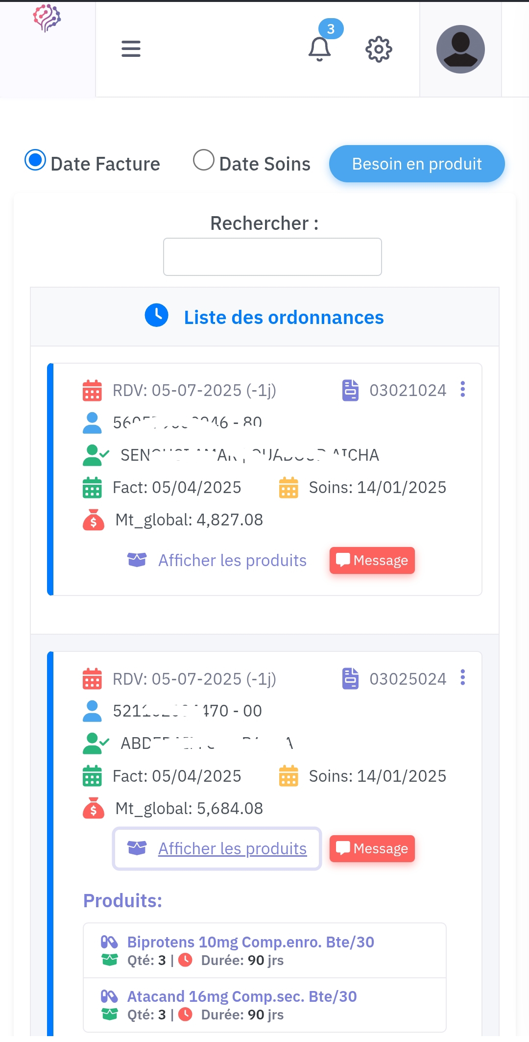 Recherche produits